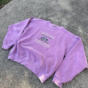 Vintage 90s Harley-Davidson Embroidered Crewneck Sun Faded Purple